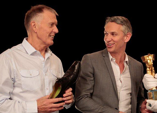 Sir Geoff Hurst and Gary Lineker filming for the National Football Museum Sir Geoff Hurst and Gary Lineker filming for the National Football Museum